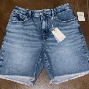 Good American Light Blue Frayed Hem Jean Shorts New